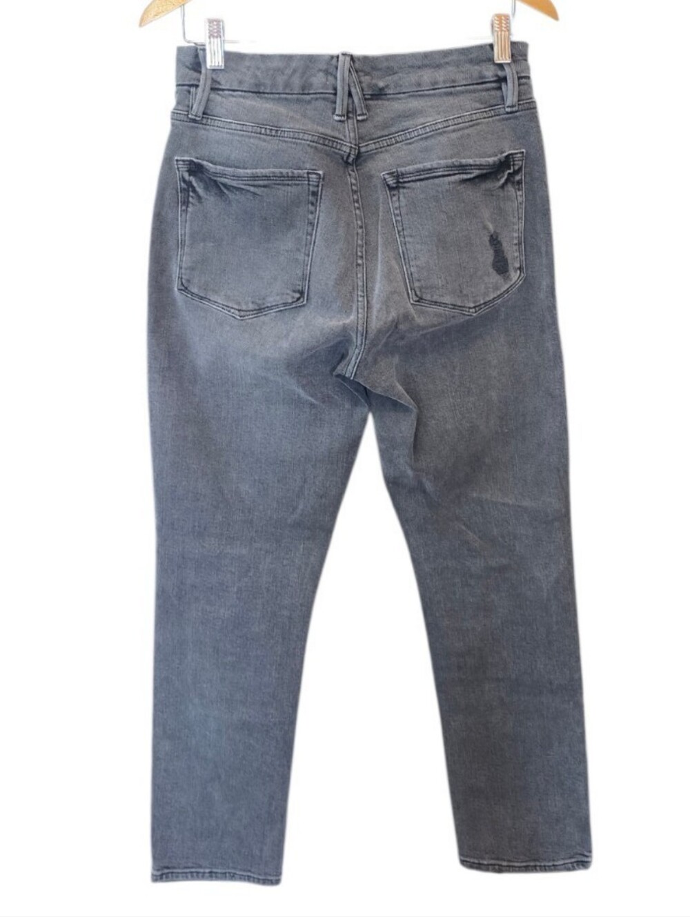 Good American High Rise Slim Straight Faded Black Jeans 29 - Picture 3 of 7